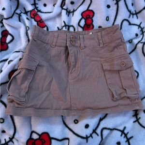 Tan Cargo Mini Skirt
